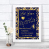 Blue & Gold Let Love Sparkle Sparkler Send Off Personalized Wedding Sign