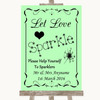 Green Let Love Sparkle Sparkler Send Off Personalized Wedding Sign