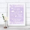 Lilac Burlap & Lace Let Love Sparkle Sparkler Send Off Personalized Wedding Sign