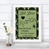 Sage Green Damask Let Love Sparkle Sparkler Send Off Personalized Wedding Sign
