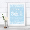 Blue Burlap & Lace Let Them Eat Cake Personalized Wedding Sign