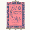 Coral Pink & Blue Let Them Eat Cake Personalized Wedding Sign