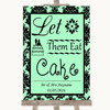 Mint Green Damask Let Them Eat Cake Personalized Wedding Sign