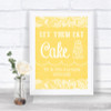 Yellow Burlap & Lace Let Them Eat Cake Personalized Wedding Sign