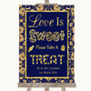 Blue & Gold Love Is Sweet Take A Treat Candy Buffet Personalized Wedding Sign
