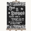 Dark Grey Burlap & Lace Love Is Sweet Take A Treat Candy Buffet Wedding Sign