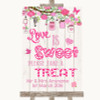 Pink Rustic Wood Love Is Sweet Take A Treat Candy Buffet Wedding Sign