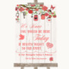 Coral Rustic Wood Loved Ones In Heaven Personalized Wedding Sign
