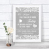 Grey Burlap & Lace Loved Ones In Heaven Personalized Wedding Sign