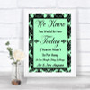 Mint Green Damask Loved Ones In Heaven Personalized Wedding Sign