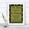 Olive Green Damask Loved Ones In Heaven Personalized Wedding Sign