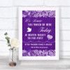 Purple Burlap & Lace Loved Ones In Heaven Personalized Wedding Sign