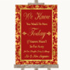 Red & Gold Loved Ones In Heaven Personalized Wedding Sign