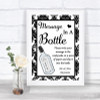 Black & White Damask Message In A Bottle Personalized Wedding Sign