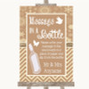 Brown Winter Message In A Bottle Personalized Wedding Sign