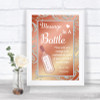 Coral Pink Message In A Bottle Personalized Wedding Sign