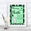 Mint Green Damask Message In A Bottle Personalized Wedding Sign