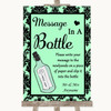 Mint Green Damask Message In A Bottle Personalized Wedding Sign