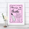 Pink Message In A Bottle Personalized Wedding Sign