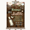 Rustic Floral Wood Message In A Bottle Personalized Wedding Sign