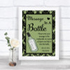 Sage Green Damask Message In A Bottle Personalized Wedding Sign