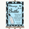 Sky Blue Damask Message In A Bottle Personalized Wedding Sign