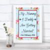 Shabby Chic Floral Mummy Daddy Getting Married Personalized Wedding Sign