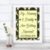 Yellow Damask Mummy Daddy Getting Married Personalized Wedding Sign