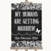 Dark Grey Burlap & Lace My Humans Are Getting Married Personalized Wedding Sign