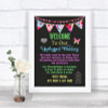Bright Bunting Chalk No Phone Camera Unplugged Personalized Wedding Sign