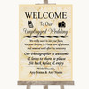 Cream Roses No Phone Camera Unplugged Personalized Wedding Sign