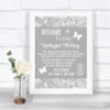 Grey Burlap & Lace No Phone Camera Unplugged Personalized Wedding Sign