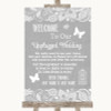 Grey Burlap & Lace No Phone Camera Unplugged Personalized Wedding Sign