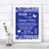 Navy Blue Burlap & Lace No Phone Camera Unplugged Personalized Wedding Sign