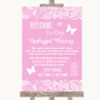Pink Burlap & Lace No Phone Camera Unplugged Personalized Wedding Sign