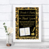 Black & Gold Damask Photo Guestbook Friends & Family Personalized Wedding Sign