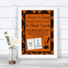 Burnt Orange Damask Photo Guestbook Friends & Family Personalized Wedding Sign