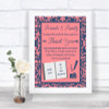 Coral Pink & Blue Photo Guestbook Friends & Family Personalized Wedding Sign