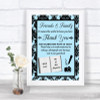 Sky Blue Damask Photo Guestbook Friends & Family Personalized Wedding Sign