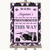 Baby Pink Damask Photobooth This Way Left Personalized Wedding Sign