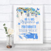 Blue Rustic Wood Photobooth This Way Left Personalized Wedding Sign