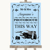 Blue Photobooth This Way Left Personalized Wedding Sign