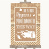 Brown Winter Photobooth This Way Left Personalized Wedding Sign