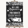 Dark Grey Burlap & Lace Photobooth This Way Left Personalized Wedding Sign