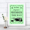 Green Photobooth This Way Left Personalized Wedding Sign