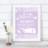 Lilac Burlap & Lace Photobooth This Way Left Personalized Wedding Sign