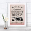 Pink Shabby Chic Photobooth This Way Left Personalized Wedding Sign