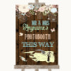 Rustic Floral Wood Photobooth This Way Left Personalized Wedding Sign