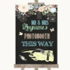 Shabby Chic Chalk Photobooth This Way Left Personalized Wedding Sign