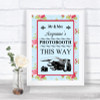 Shabby Chic Floral Photobooth This Way Left Personalized Wedding Sign
